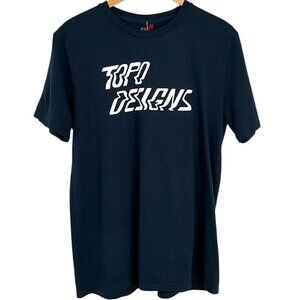 NWT Topo Designs Graphic Tee Shirt Navy Blue Size M Logo Short Sleeve